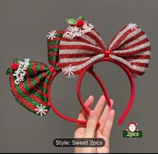 2pcs Christmas Hair Band Girls Women's Versatile Big Bow Headband Holiday Party