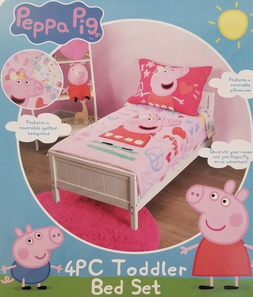 Juego de cama de 4 piezas Fun House Peppa Pig para niños pequeños nuevo en paquete Foto 3 de 4