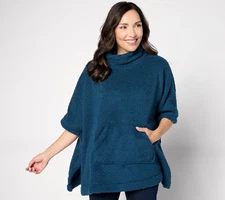 NEW Koolaburra by UGG 2X Cozy Brushed Back Sherpa Poncho in Blue Teal QVC 2280
