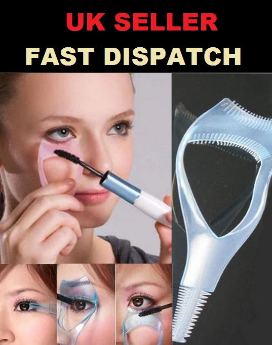 3 in 1 Mascara Applicator Guide Tool Eyelash Brush Curler Lash Comb Cosmetic UK