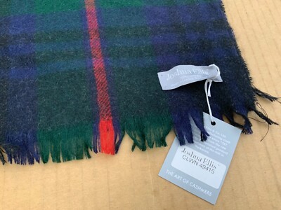 Joshua Ellis 100% Cashmere Scarf 50cm x 180cm Check New | eBay UK