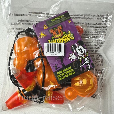 Disney Parks Mickey Mouse Jack-o'-Lantern Halloween Glow Necklace