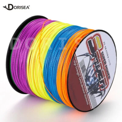 Multicolore Tressé Pêche Ligne 100M 300M 500M 1000M 6LB-300LB Braid Fishing Line - Photo 1/4