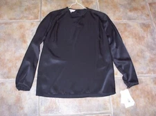 NWT Jones Wear Petite Womens Size 4 Black Dressy L/S Top  Retail $62