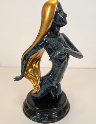Vintage Art Deco Dame Skulptur Figur Verbund Marmor Statue 11,5 Zoll hoch