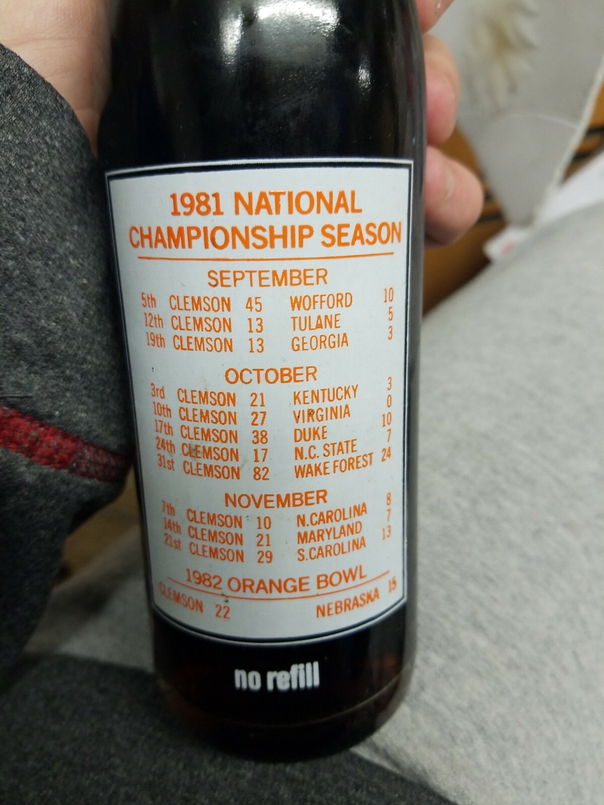 1981 Vintage Clemson Tigers University Coke Bottle National Champions Not Opened
