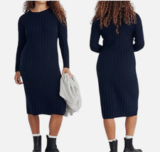 NWT Madewell Ribbed Long Dark Navy Blue Sweater Dress XL