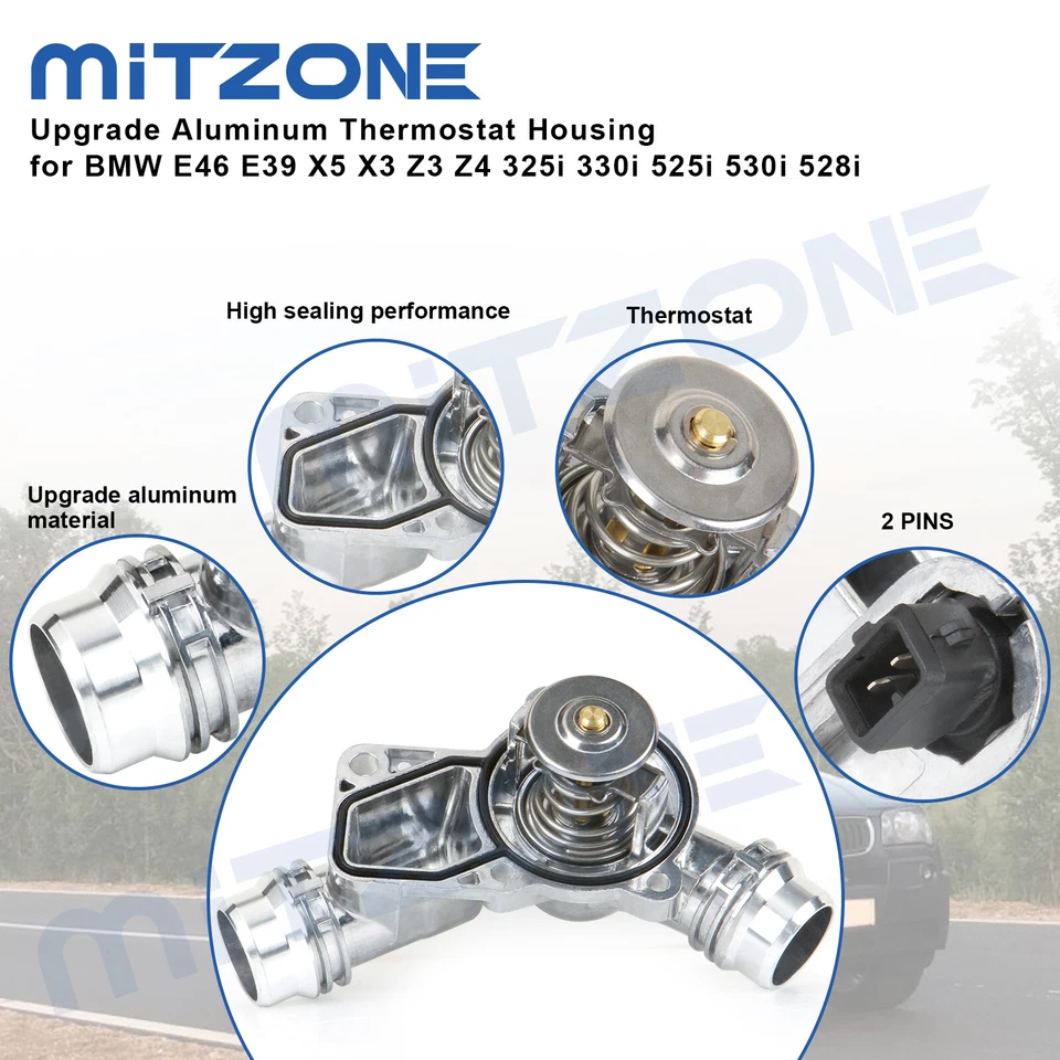 Carcaça de termostato de alumínio para BMW E46 E39 X5 X3 Z3 Z4 325i 330i 525i 530i 528i - Imagem 4 de 4