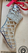 Pet Friends Jewelry Pet Kitty Cat/ Kitten in Christmas Stocking Brooch/Ornament