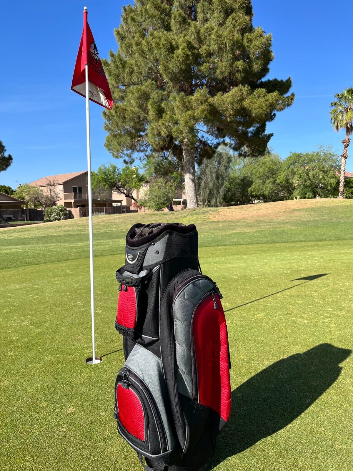 Snake Eyes 14 Way Golf Bag - 7 Pockets Padded Strap Cart Staff - Red Black SHARP