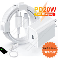 For iPhone 11/12/13 Pro/X/XR Fast Charger 20W PD Cable Cord Power Adapter Type-C