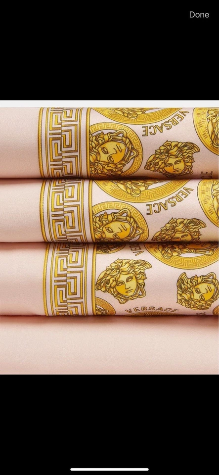 Versace Medusa усиленный 4 изделия полный комплект простыней комплект розовый/золотой новый в коробке $900 - Изображение 3 из 4