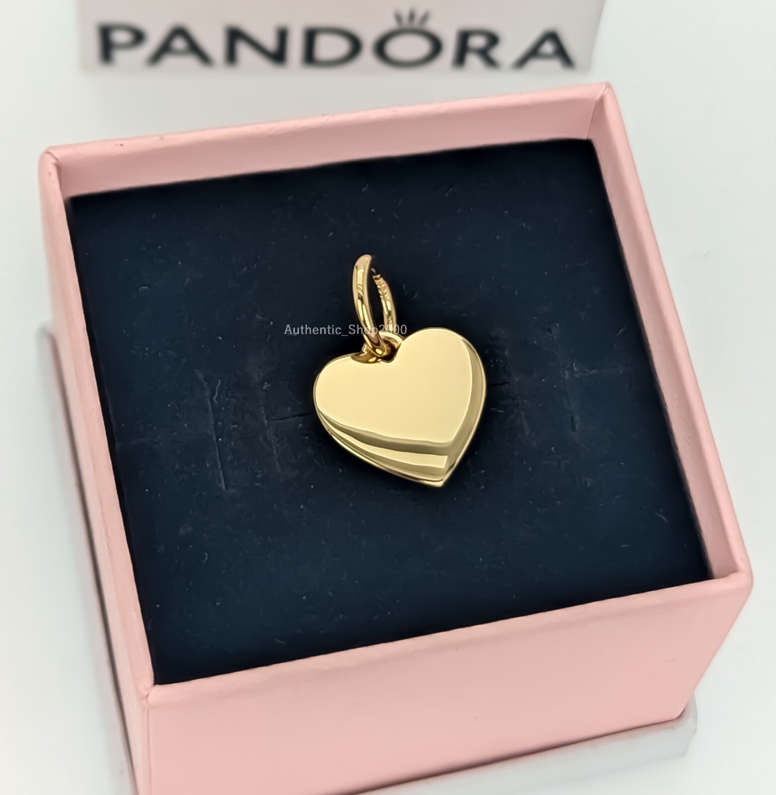 New 100%  Authentic PANDORA 14K G Engravable Love Heart Dangle Charm 763604C01