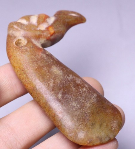7.5cm China Hongshan Culture Old Jade Carving Phoenix Bird Head Amulet Pendant - Picture 4 of 8