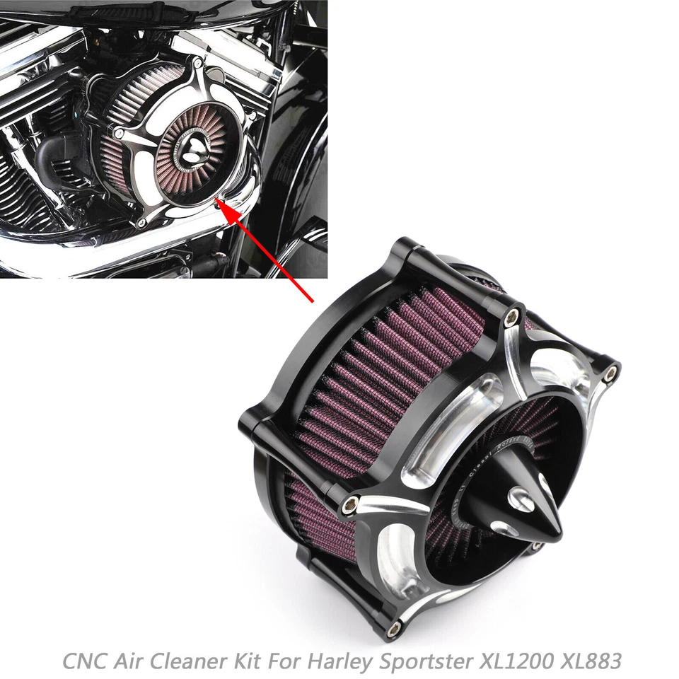 CNC Turbine Air Cleaner Filter For Sportster XL883 XL1200 1991-2016 17 18 EJ H0 - Imagem 4 de 4