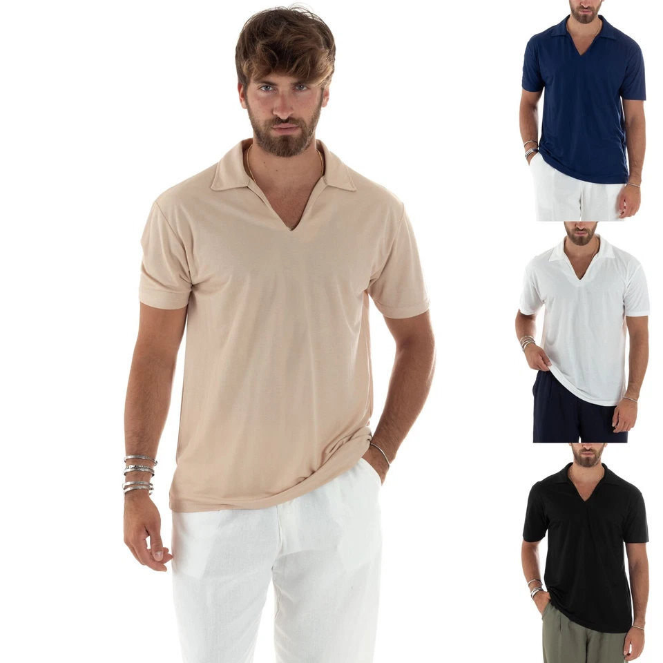 Polo Mi Manches Homme Basic Cou Av T-Shirt Avec Col Différentes Couleurs Giosal - Photo 1/1