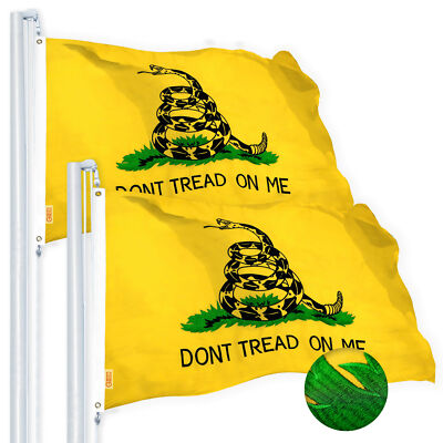 Gadsden Don't Tread on Me Flag 2.5x4 FT 2-Pack Embroider Spun Polyester by G128