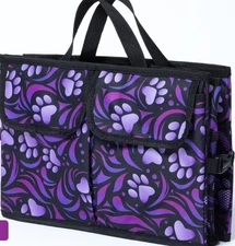 Paw Print Car Trunk Foldable Organizer New Purple 21" L x 10" H Expandable