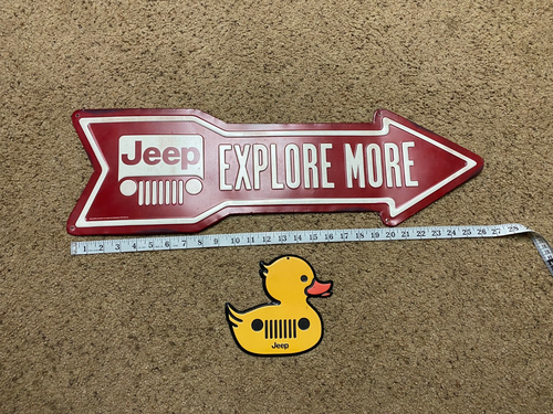 JEEP 27" Long "Explore More" Embossed Red Arrow Grill and JEEP Duck Metal Signs - Picture 4 of 5