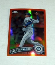 2011 Topps Chrome Orange Refractor 105 Felix Hernandez  Mariners