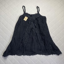 American Eagle Outfitters Tank Top Womens XS Black Lace Floral Cami Babydoll