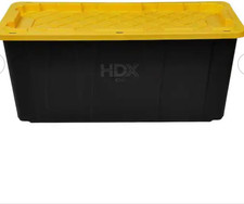 HDX 57 Gal. Tough Storage Tote in Black with Yellow Lid Single