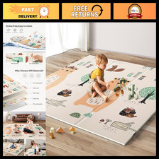 Extra Large Foldable Baby Play Mat - Waterproof Foam Activity Mat for Infants 
