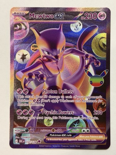 Mewtwo ex EX 30th Celebration Full Art Holo English Rare 157/128
