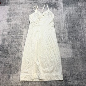VTG Movie Star Full Slip Dress Nightgown Womens 32 Ivory Satin Lingerie USA Made