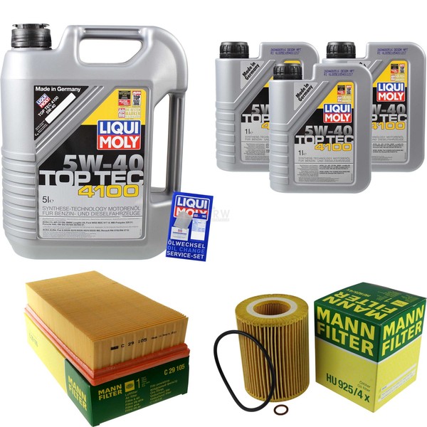 Mann Inspektionspaket 8L Liqui Moly Top Tec 4100 5W-40 FüR BMW X5 E53 3.0I-image