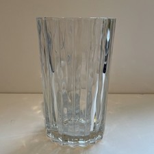 Lead Crystal Flower Vase Wavy Design 8.5  Tall Oval Shape