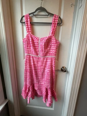 Lilly Pulitzer Pink Tropics Feelin Beachy Gingham Avalyn Stretch Dress, Size 10 - Image 1 of 3