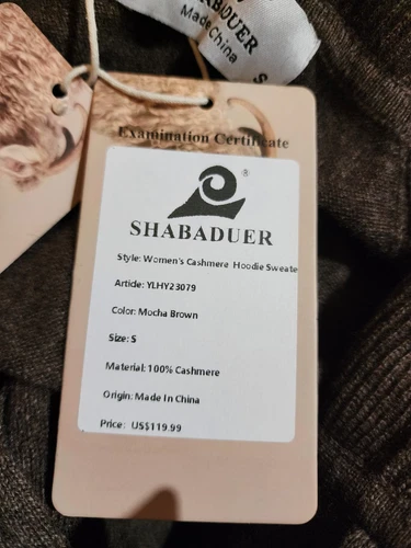 Nwt Shabaduer Women's Cashmere Hooded Cardigan Sweater/ Mocha Brown /Size S - Picture 7 of 9