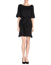 HALSTON HERITAGE Blouson Boat Neck Short Dress Sz 6 Black