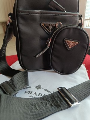 Prada Milano Black Nylon Crossbody Bag Shoulder Bag Silver Hardware