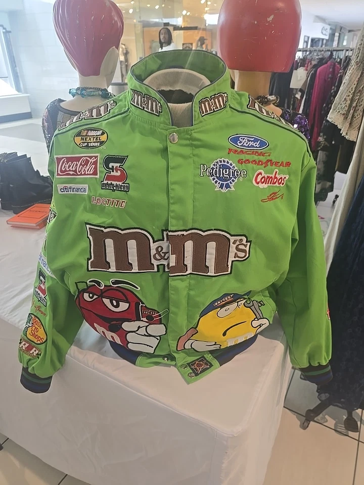 Kyle Busch Nueva Chaqueta Verde M&Ms a Presión Completa Talla GRANDE Foto 2 de 4