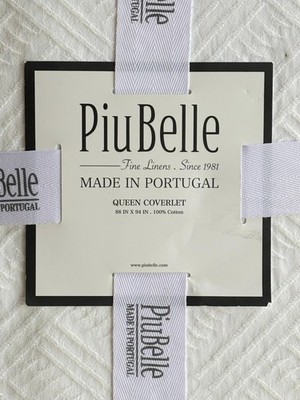 PiuBelle Fine Linens QUEEN Size Cotton Coverlet Quilt   88'' x 94''  (Portugal)