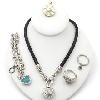 Judith Ripka Sterling MOP Chalcedony Necklace Bracelet Rings Lot of 5 #S4419 5