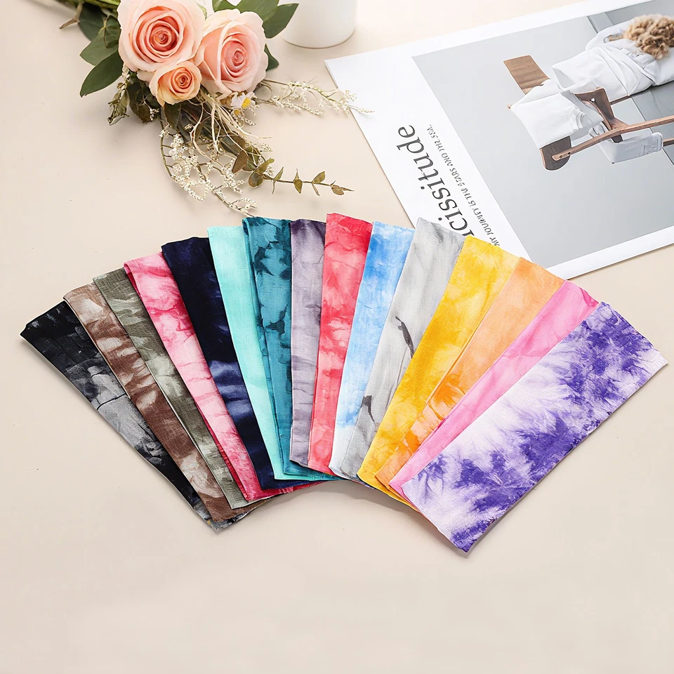 2 peças tiaras de gravata, tie dye elástico faixa de cabelo atlético, azul marinho - Imagem 4 de 4