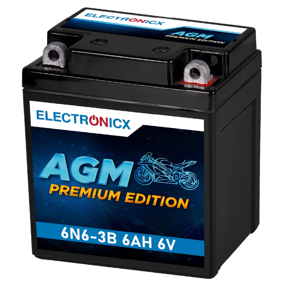 Electronicx 6N6-3B 6V 6Ah AGM Batterie – Wartungsfrei, Leistungsstark für Motorr - Bild 2 von 4