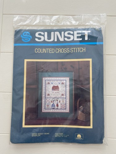 Sunset HOME SWEET HOME gezählter Kreuzstich 11x14 Kit 2995 Vintage versiegelt Neu in Verpackung - Bild 1 von 7