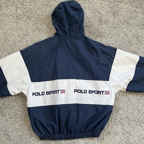 🔴Polo Sport Jacket Size Medium Large Hoodie Navy White - Picture 1 of 17