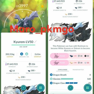 Pokemon Shiny Kyurem LV50 3moves (Glaciate) GO -TRA'DE- Read item Description