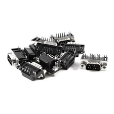 10 Pcs DB9 D-bus 9Pin Male Right Angle PCB Mount Socket Connector