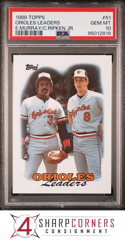 1988 TOPPS #51 EDDIE MURRAY-CAL RIPKEN JR. HOF ORIOLES LEADERS PSA 10