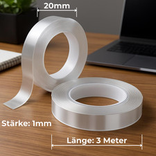 2x Nano Tape 6 Meter x 20mm x 1mm Doppelseitiges Klebeband Extra Stark