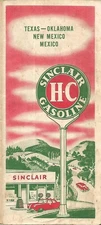 1952 SINCLAIR Road Map TEXAS OKLAHOMA NEW MEXICO Route 66 Tulsa Dallas Austin