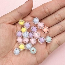 50Pcs Acrylic Round Beads Loose Spacer Beads for Jewelry Making DIY Handwork  