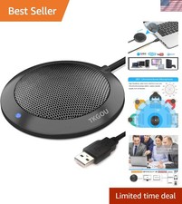 Conference USB Microphone, Computer Desktop Mic with LED Indicator, Plug Pl...
