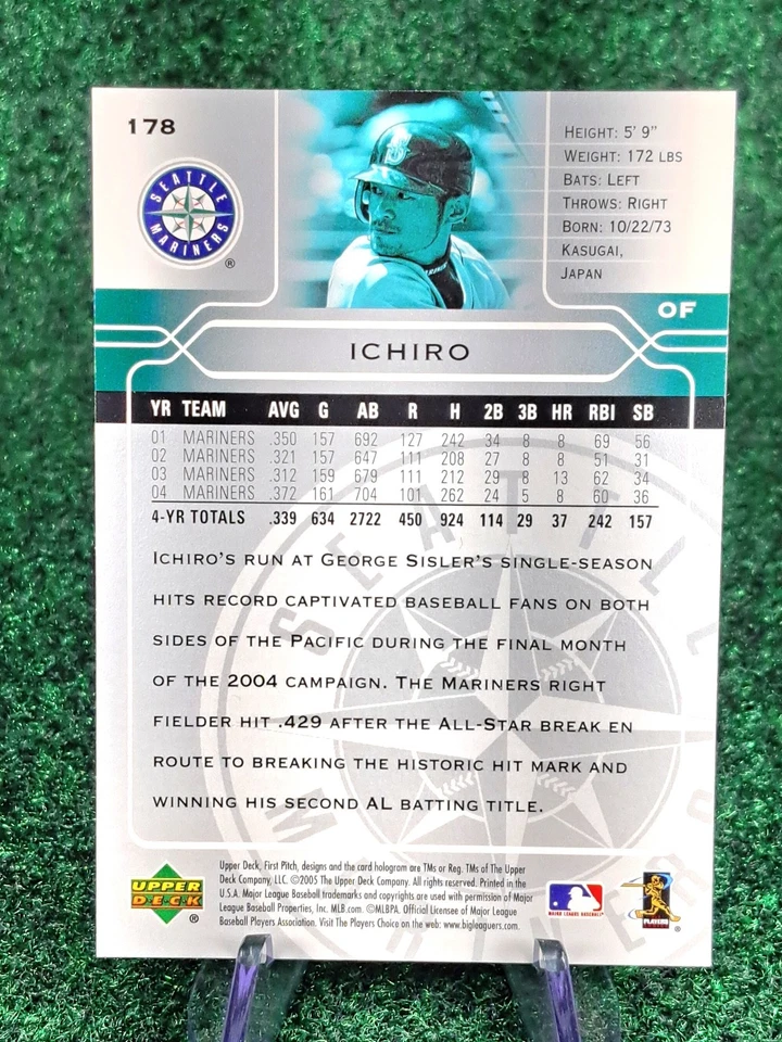 2005 Upper Deck #178 Ichiro Suzuki Seattle Mariners HOF - Image 2 of 2